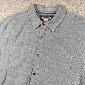 Carbon 2 Cobalt Button Down Mens Medium Blue Linen Cotton Short Sleeve Shirt